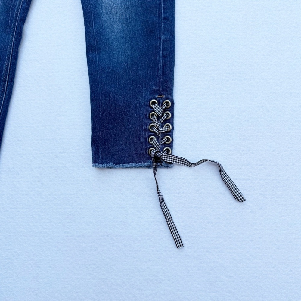 Hydraulic Lace-Up Hem Skinny Jeans Women’s Size 10 Blue Denim - Picture 4 of 12